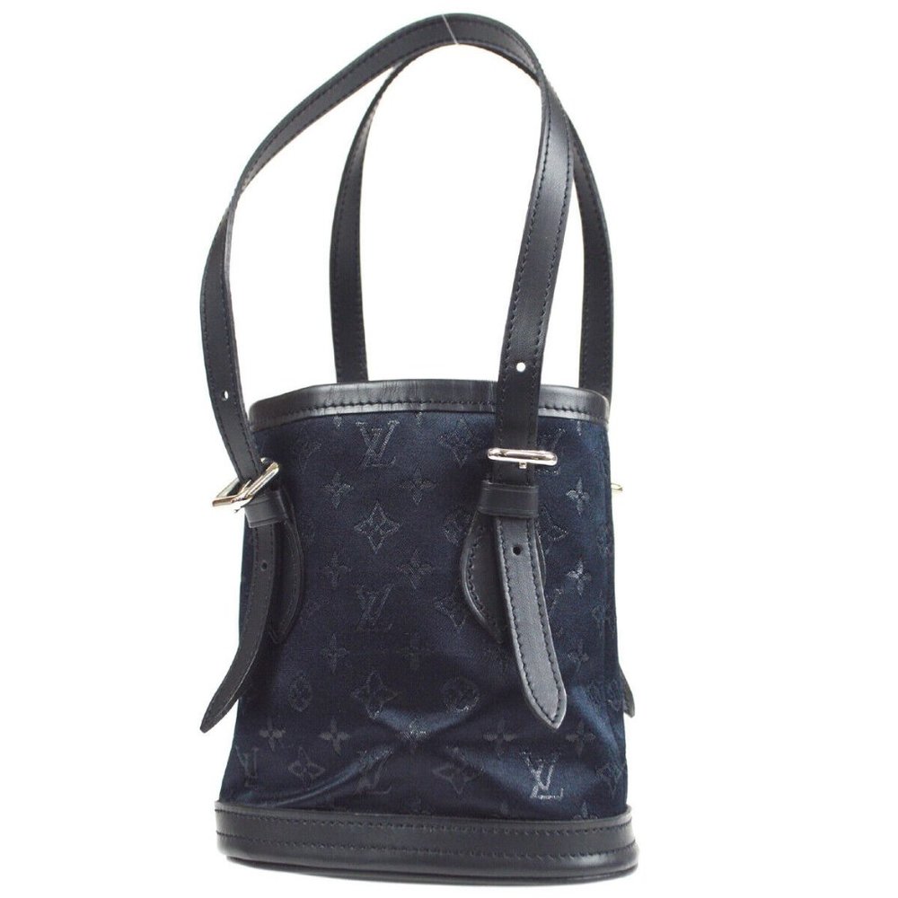 LOUIS VUITTON LITTLE BUCKET HAND BAG BLACK MONOGRAM SATIN - Picture 7 of 15